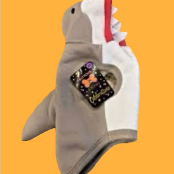 Buttons and Bones Other - Shark Fin Dog Hoodie in Gray and White